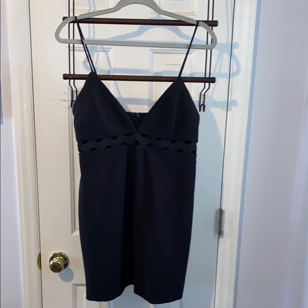 Zara little black dress, Rick rack peekaboo design, sz. L, spaghetti strap